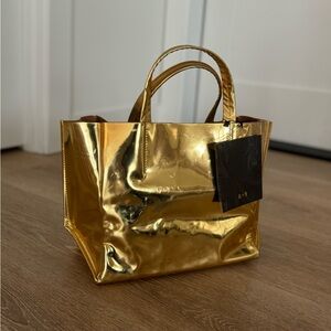 Ampersand As Apostrophe Half Tote – Gold Mirror NWT